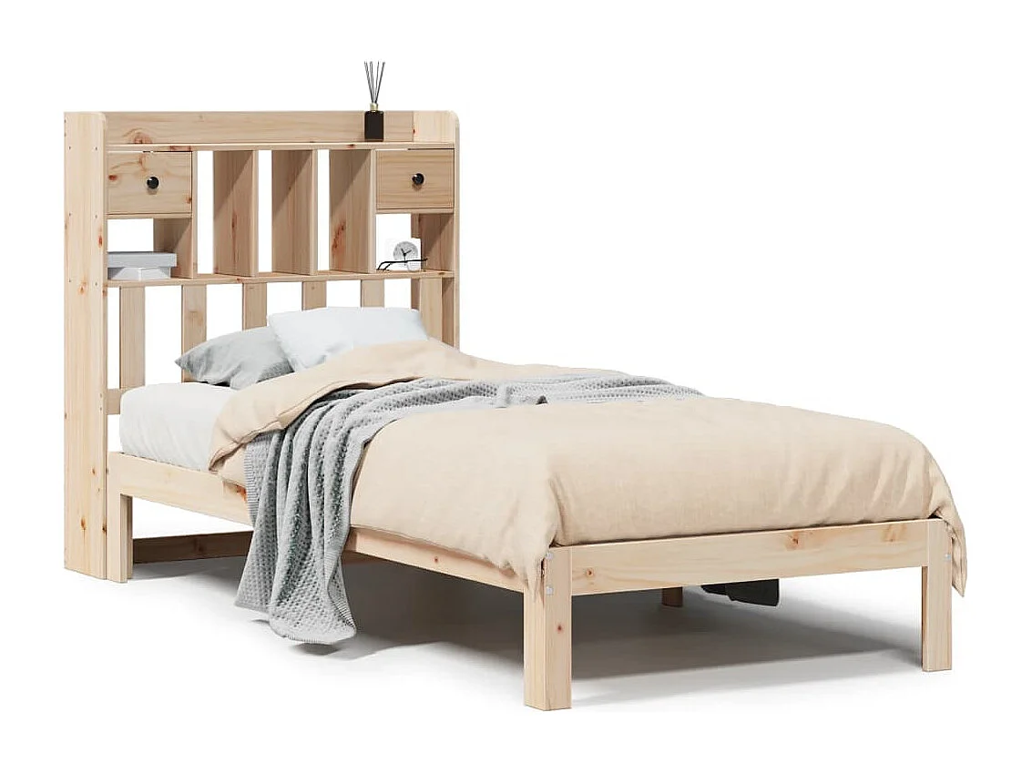 Cama com estante sem colchão 90x190 cm pinho maciço