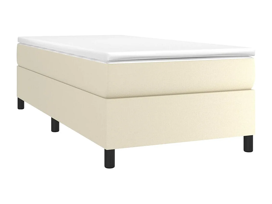 Cama box spring con colchón cuero sintético crema 80x200 cm