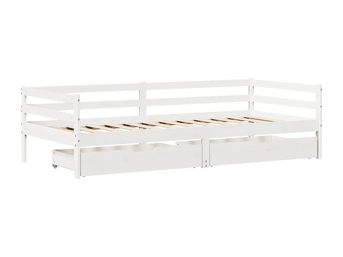 Sofá-cama c/ gavetas 90x200cm madeira de pinho maciça branco