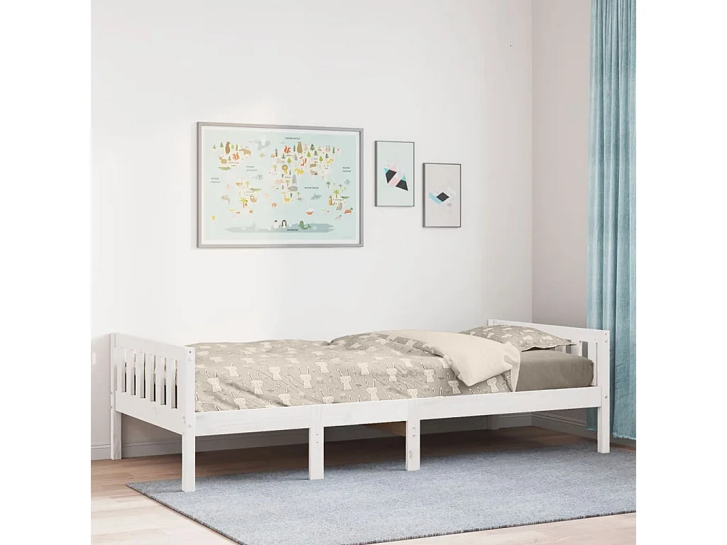 Cama de criança sem colchão 75x190 cm pinho maciço branco