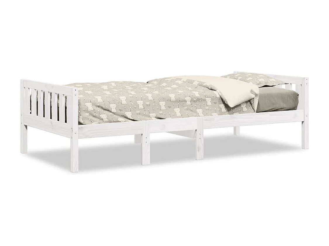 Cama de criança sem colchão 75x190 cm pinho maciço branco