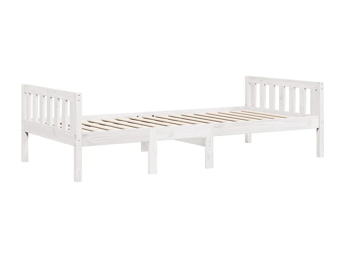 Cama de criança sem colchão 75x190 cm pinho maciço branco
