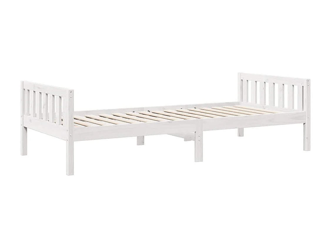 Cama de criança sem colchão 75x190 cm pinho maciço branco