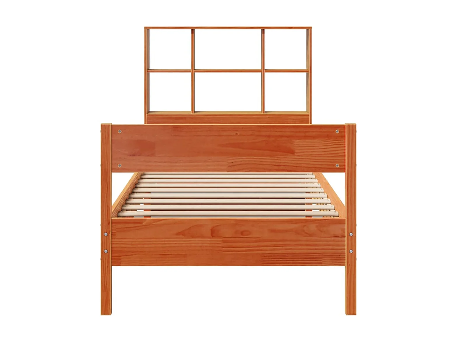 Cama con estantería sin colchón madera maciza marrón 75x190 cm