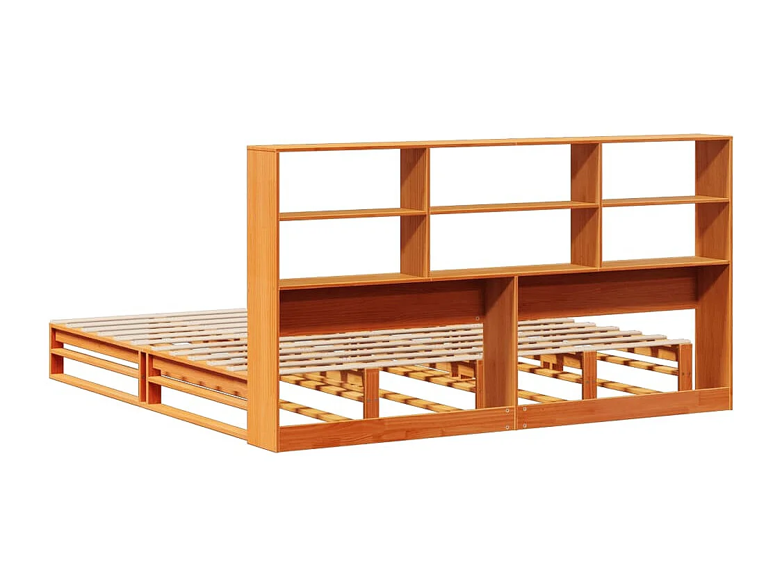 Cama con estantería sin colchón madera maciza marrón 180x200 cm