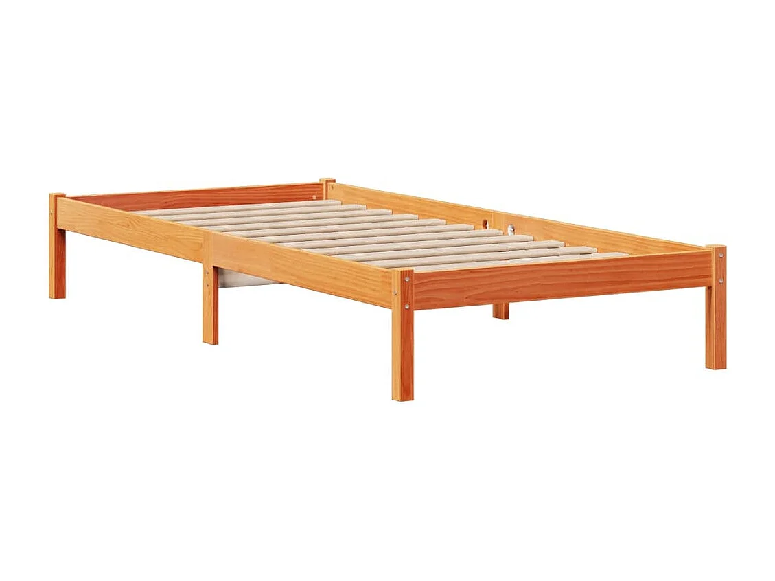 Cama com estante sem colchão 90x190cm pinho maciço castanho-mel