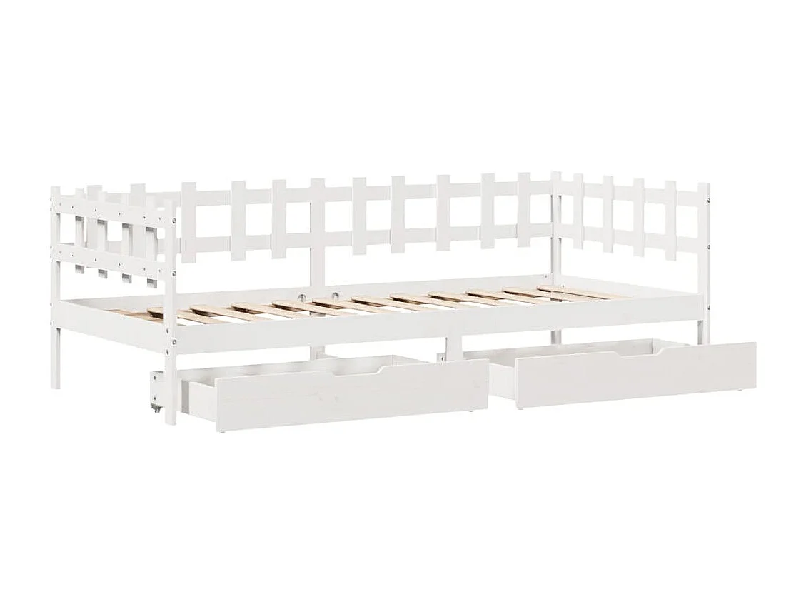 Sofá-cama c/ gavetas 90x200cm madeira de pinho maciça branco