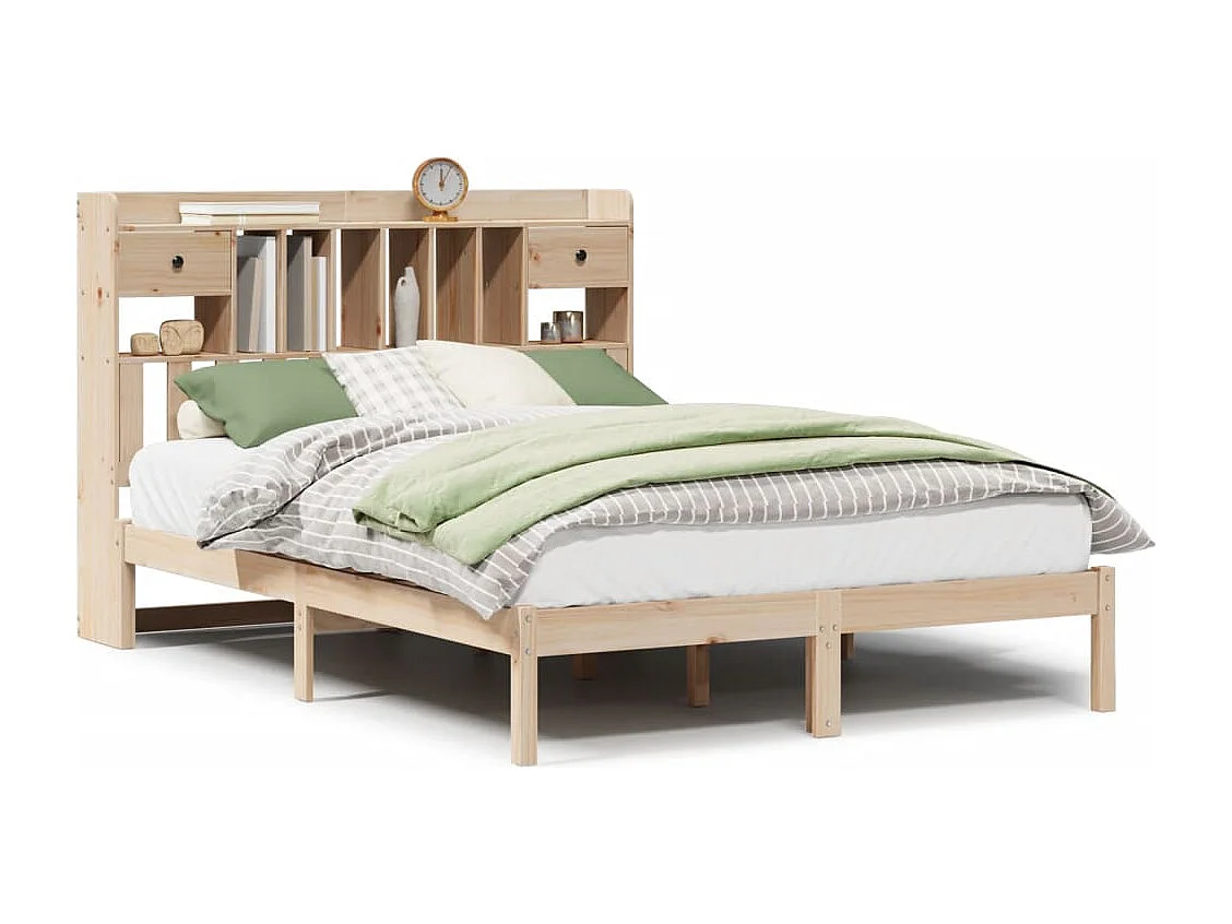 Cama com estante sem colchão 140x200 cm pinho maciço