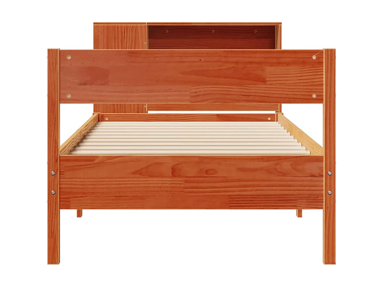 Cama con estantería sin colchón madera maciza marrón 100x200 cm