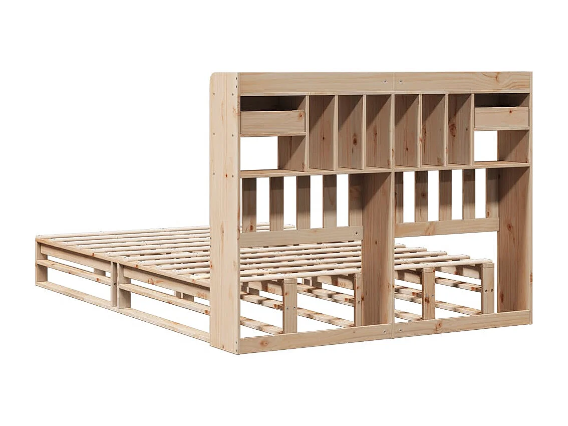 Cama com estante sem colchão 140x200 cm pinho maciço
