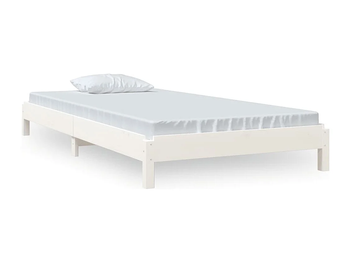 Cama empilhável 75x190 cm madeira de pinho maciça branco