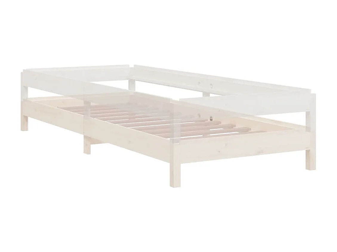 Cama empilhável 75x190 cm madeira de pinho maciça branco