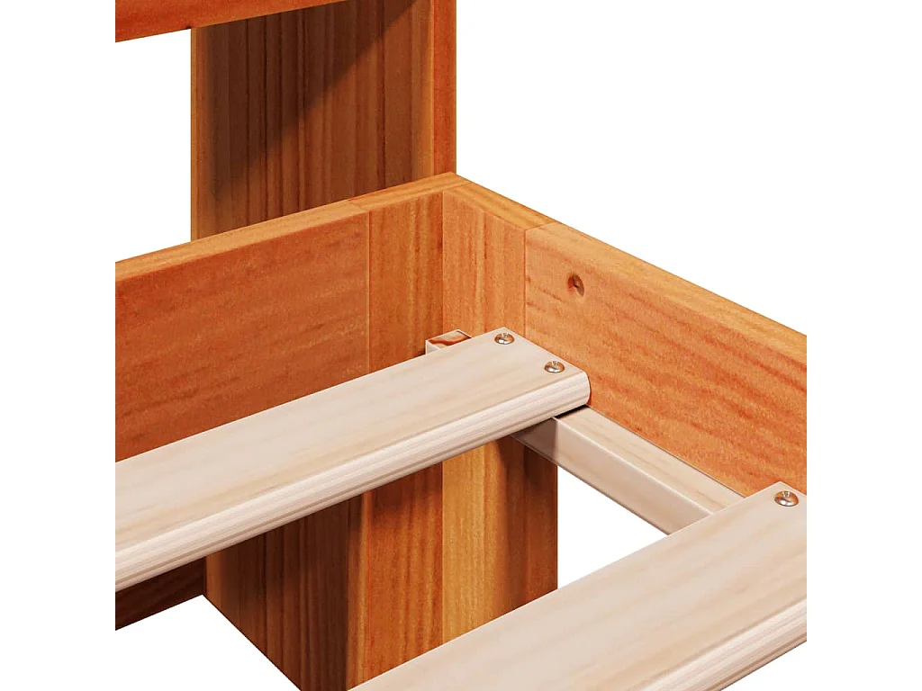 Cama com estante sem colchão 90x190cm pinho maciço castanho-mel