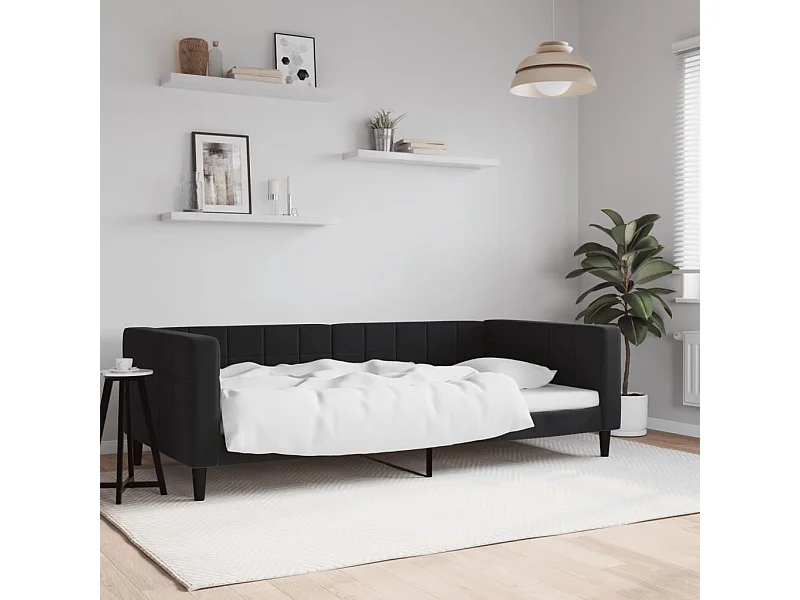 Sofá cama terciopelo negro 100x200 cm