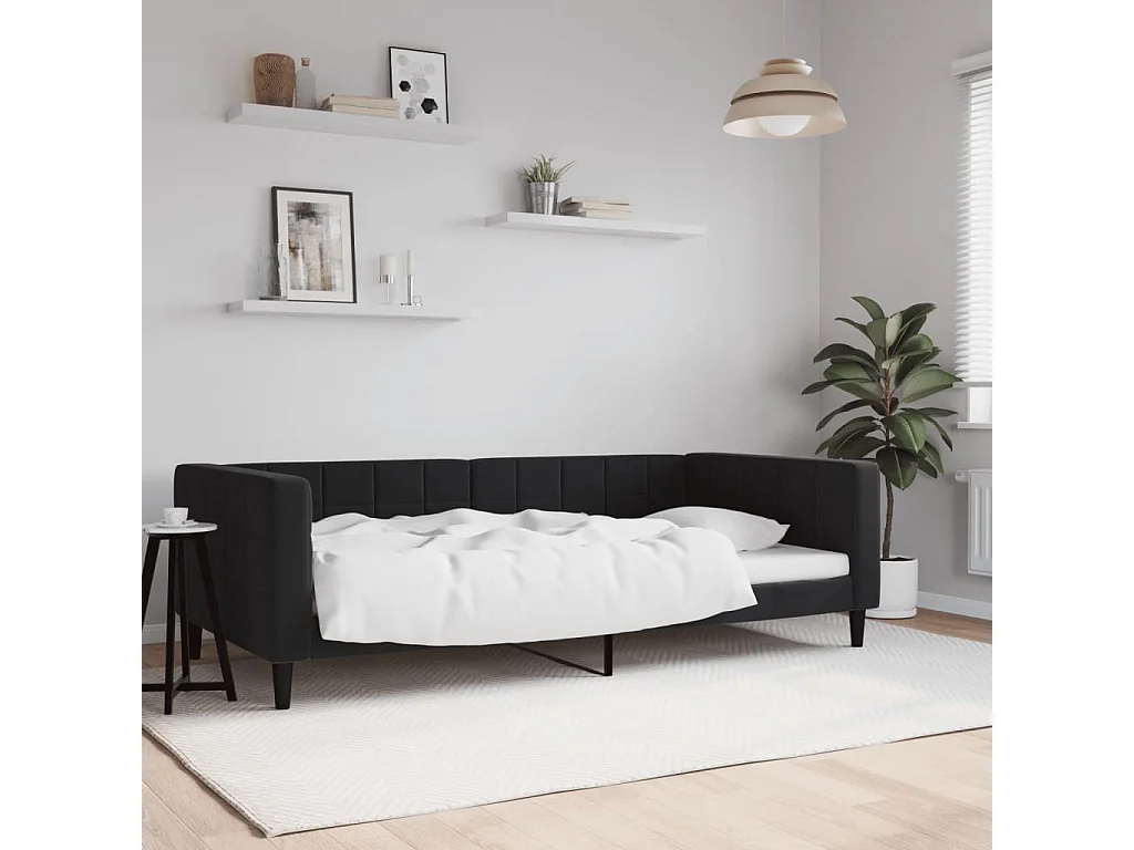 Slaapbank 100x200 cm fluweel zwart