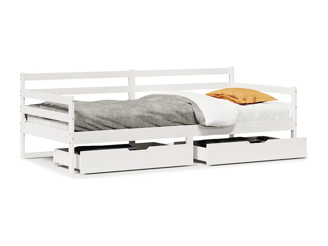 Sofá cama con cajones madera maciza de pino 90x200 cm