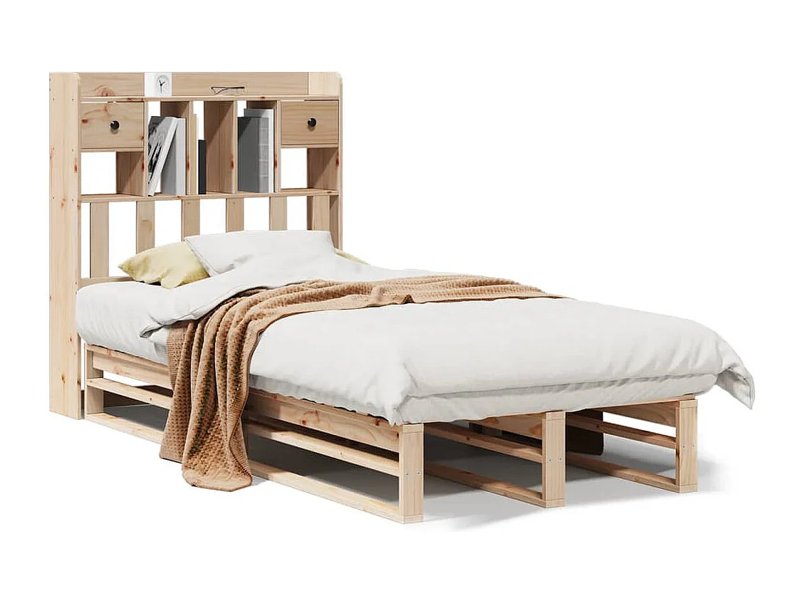 Lit bibliothèque sans matelas 75x190 cm bois de pin massif