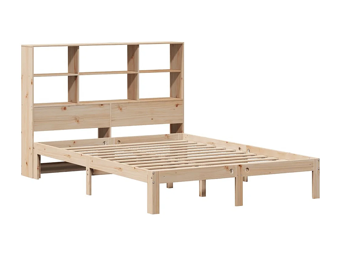 Cama con estantería sin colchón madera maciza de pino 120x200cm