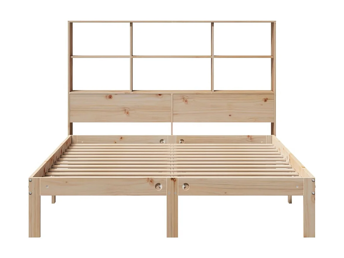 Cama con estantería sin colchón madera maciza de pino 150x200cm