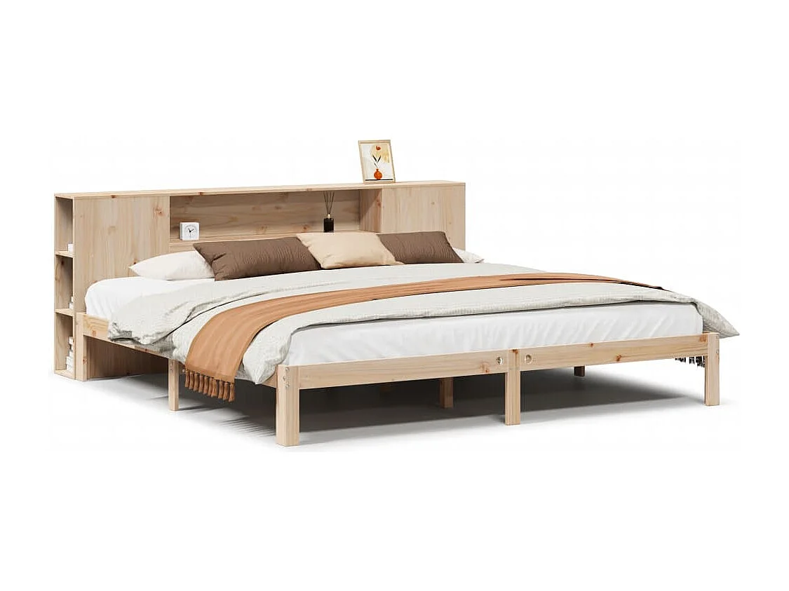 Cama con estantería sin colchón madera maciza de pino 180x200cm