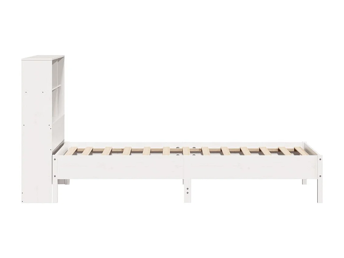 Cama con estantería sin colchón madera maciza blanco 90x200 cm