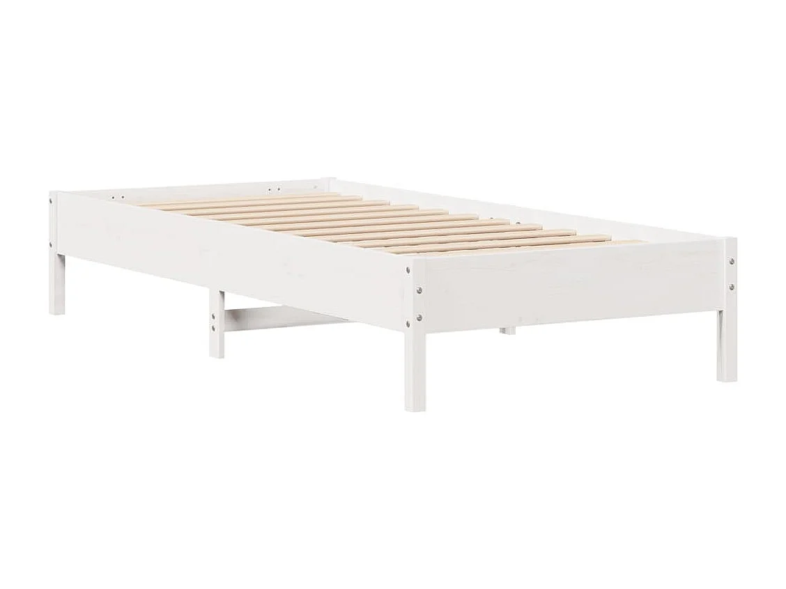 Cama con estantería sin colchón madera maciza blanco 90x200 cm