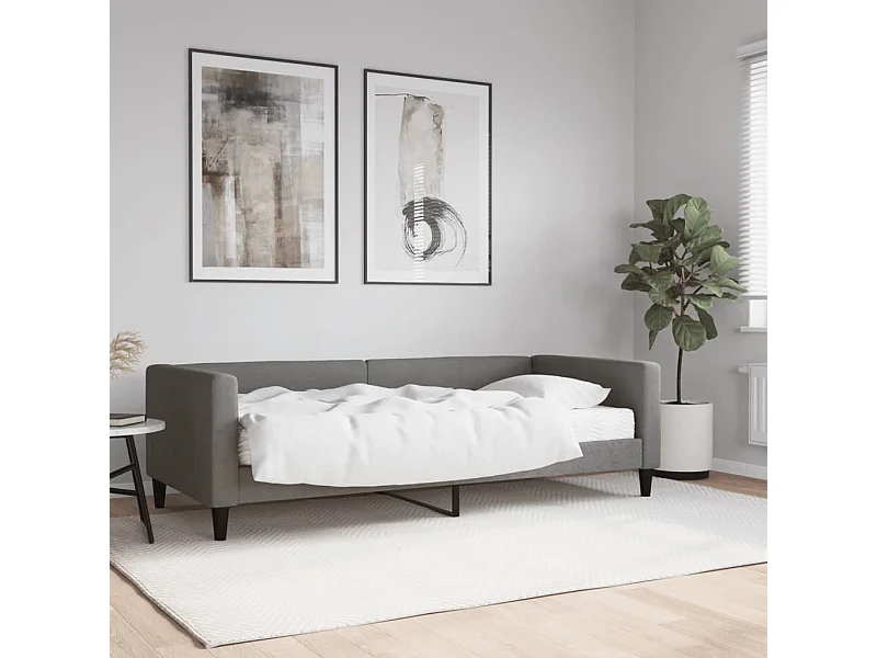 Sofá cama con colchón tela gris oscuro 90x190 cm