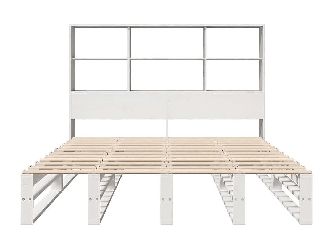 Cama com estante sem colchão 160x200 cm madeira maciça branco