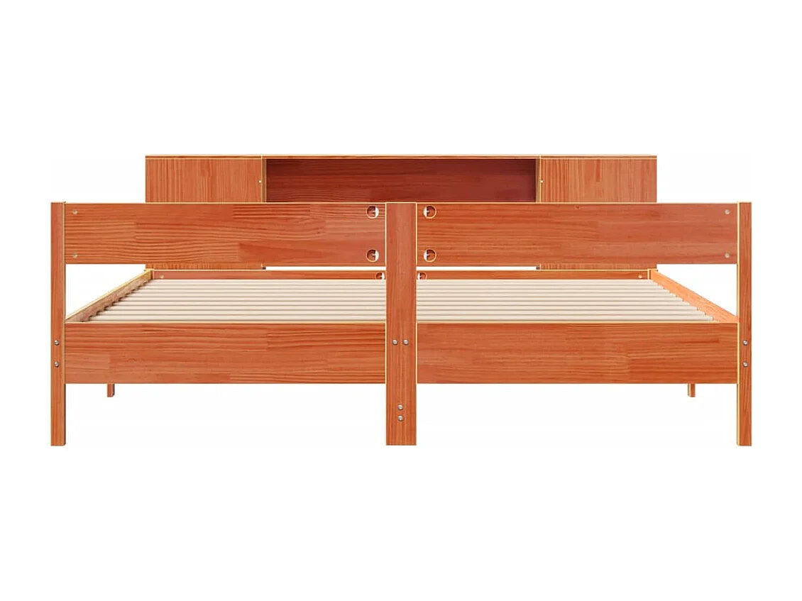 Cama con estantería sin colchón madera maciza marrón 180x200cm