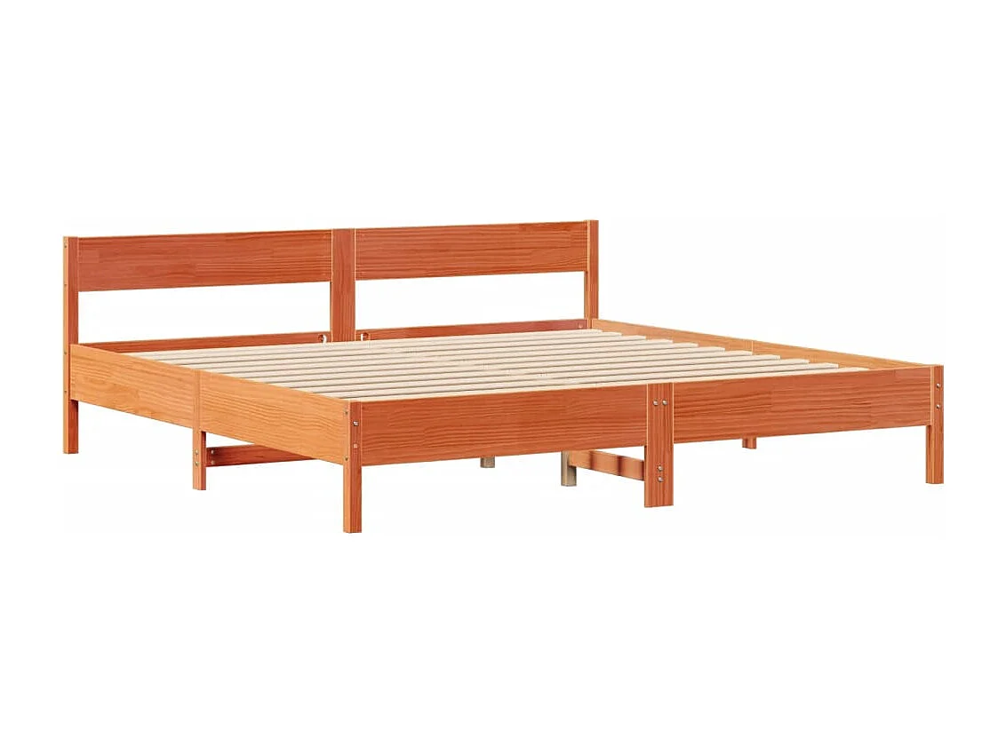 Cama con estantería sin colchón madera maciza marrón 180x200cm
