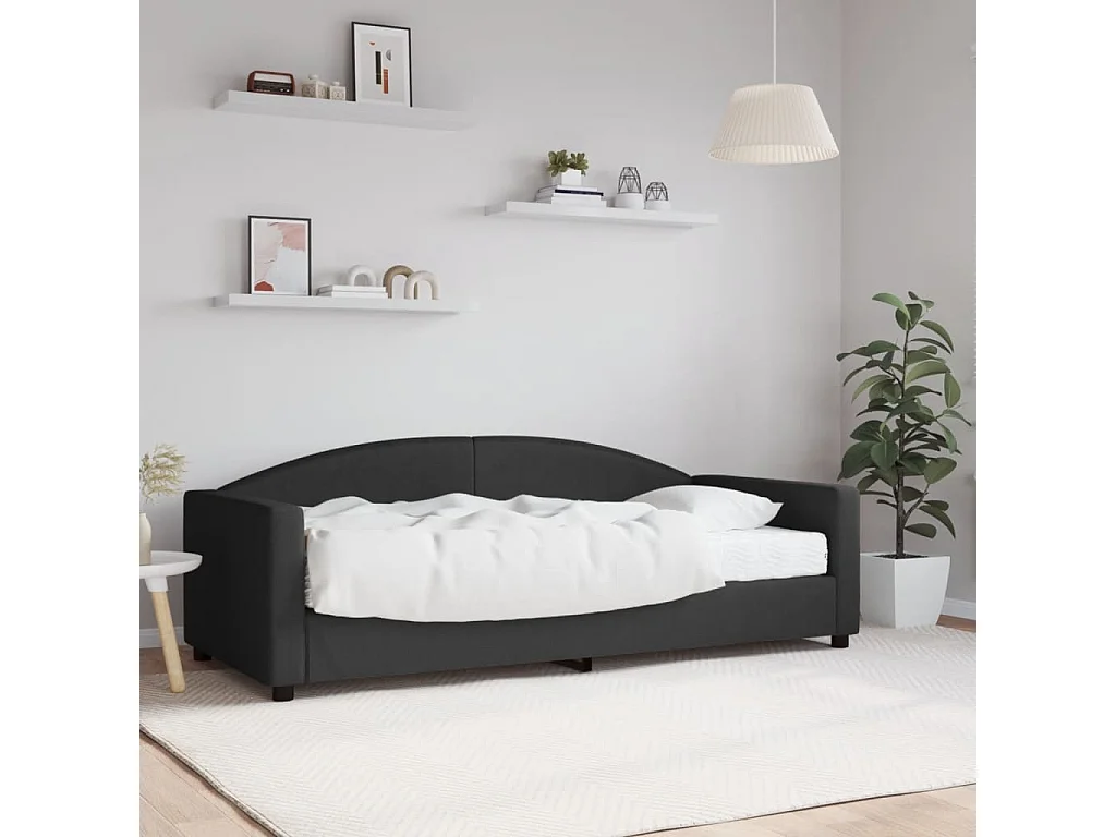 Sofá-cama com colchão 90x190 cm tecido preto