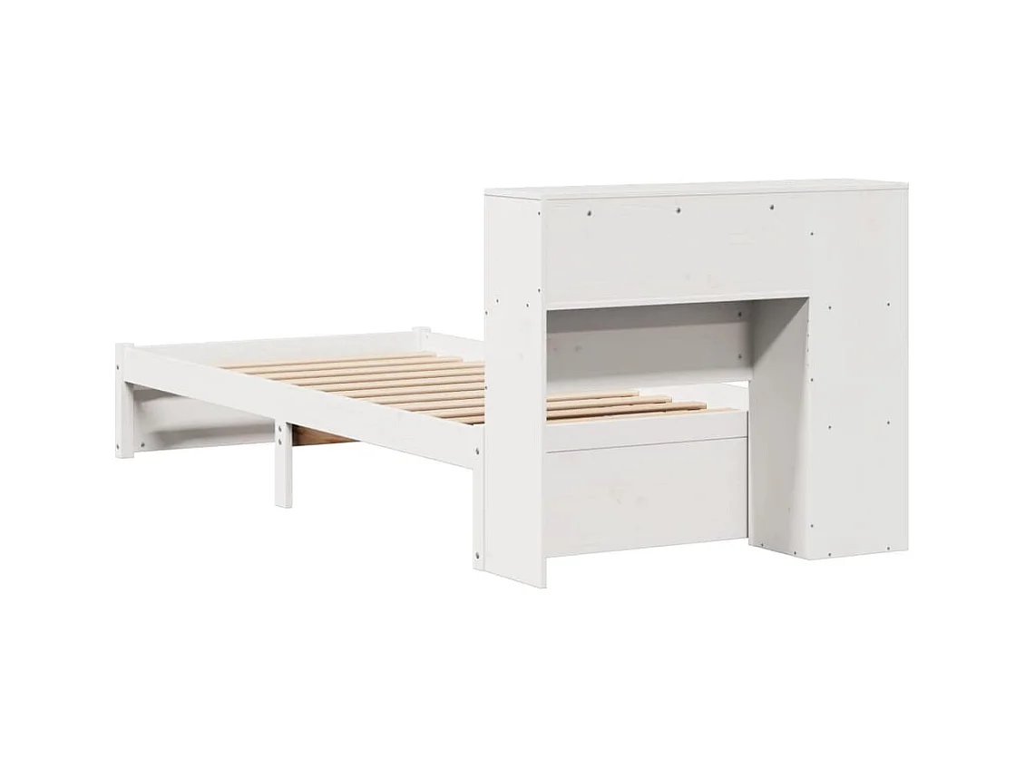 Bed met boekenkastukkenzonder matras grenenhout wit 100x200 cm