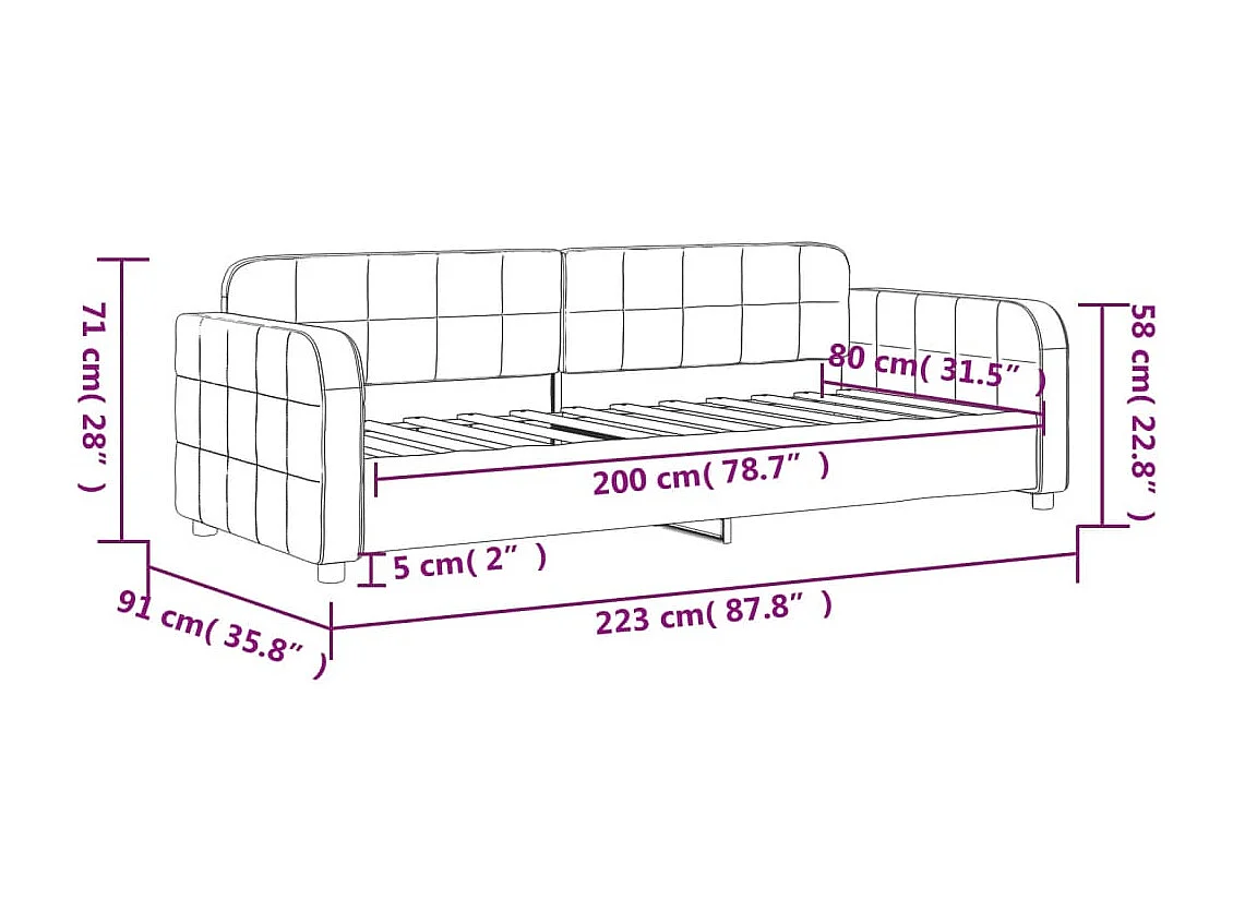 Slaapbank 80x200 cm fluweel donkergrijs