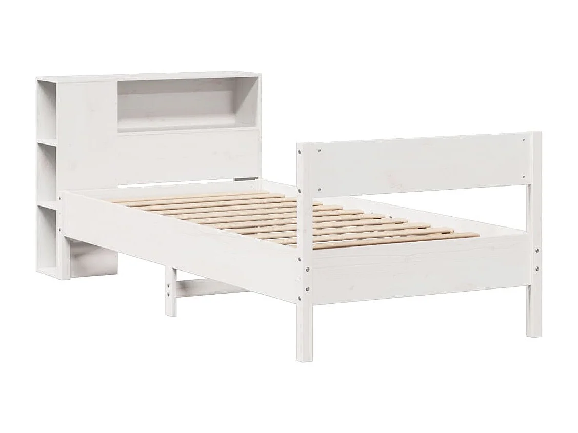 Bed met boekenkastukkenzonder matras grenenhout wit 90x200 cm