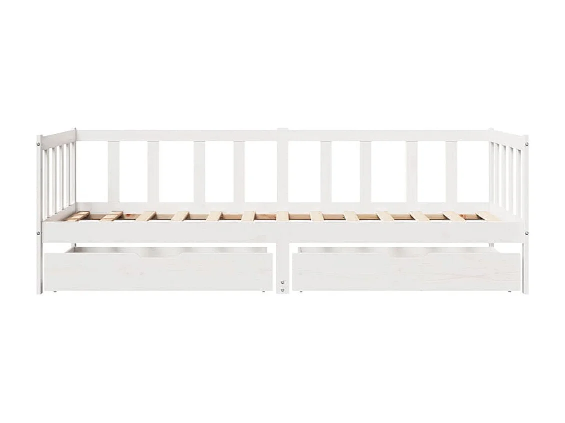 Sofá cama con cajones madera maciza de pino blanco 90x200 cm