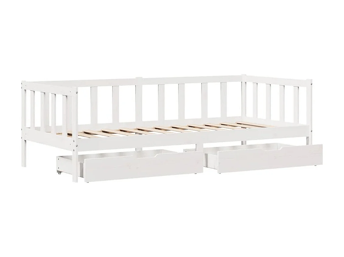 Sofá cama con cajones madera maciza de pino blanco 90x200 cm