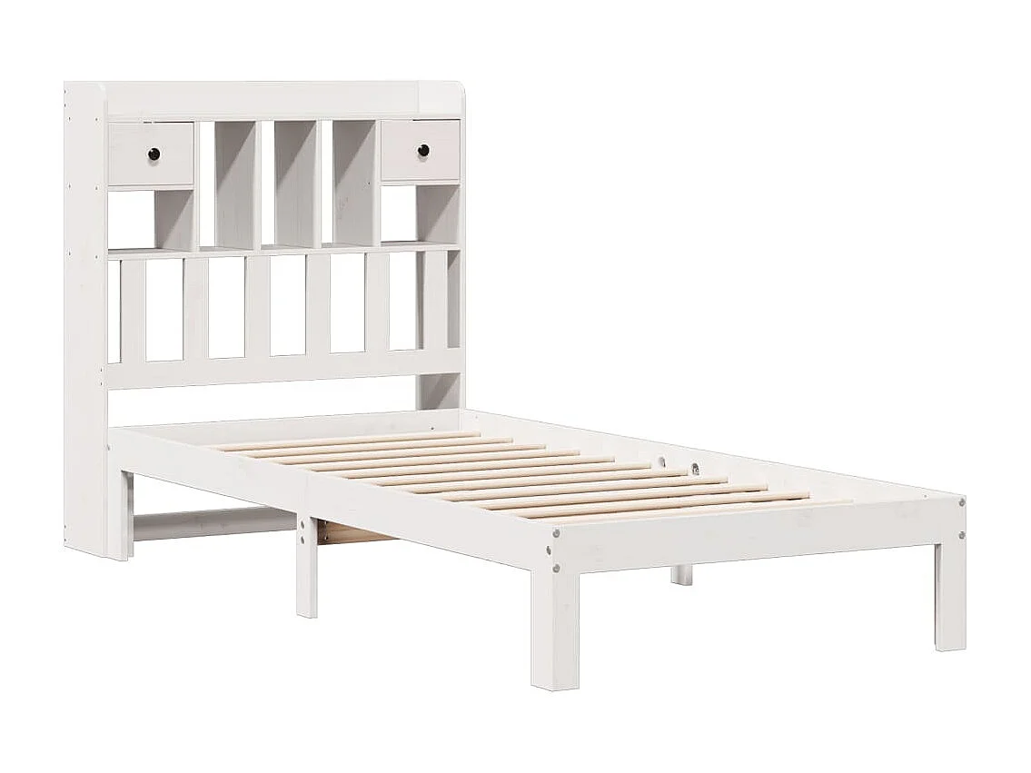 Cama com estante sem colchão 75x190 cm pinho maciço branco
