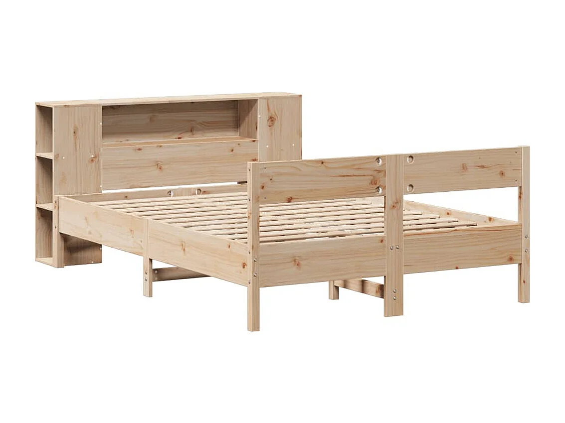 Cama con estantería sin colchón madera maciza de pino 140x190cm