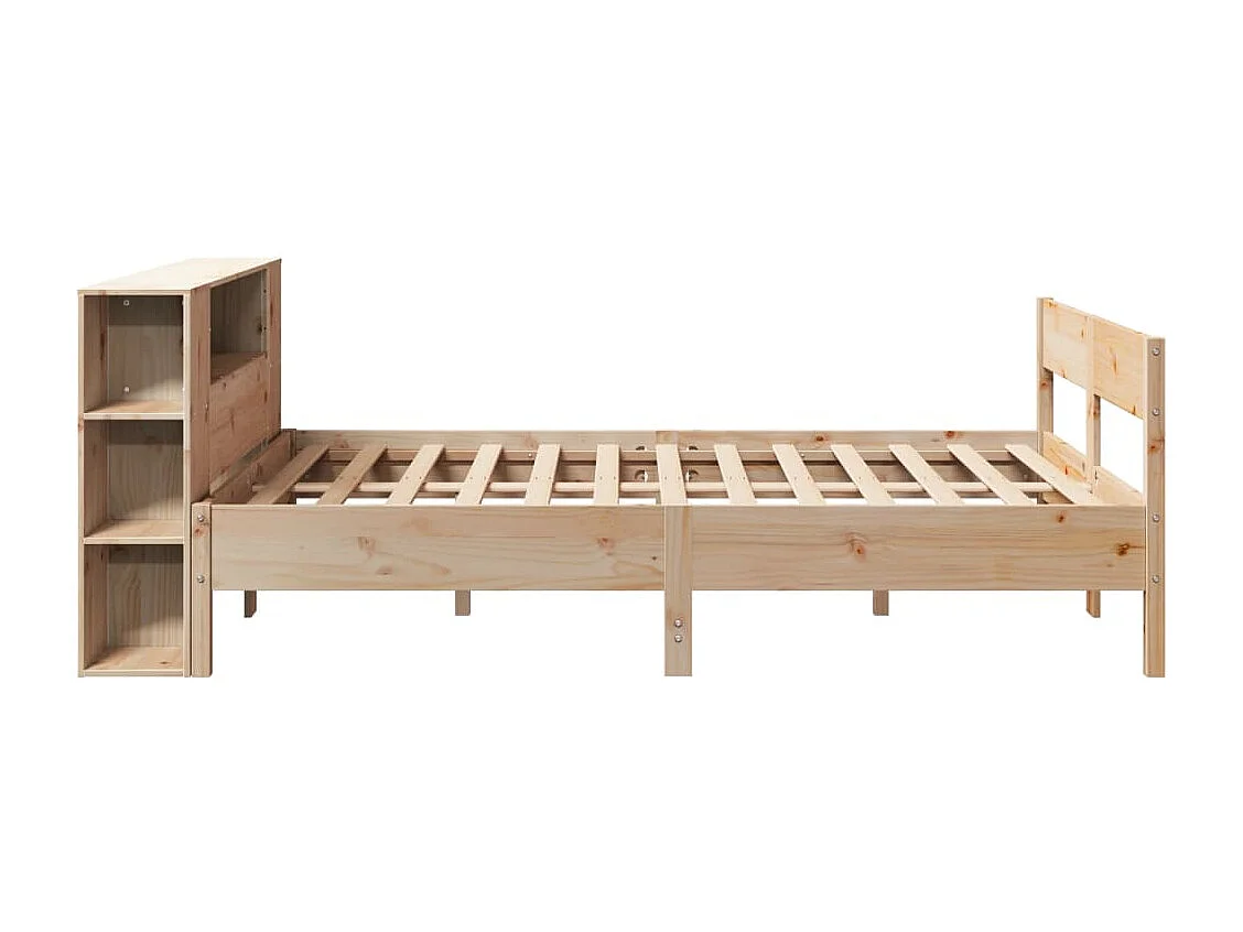 Cama con estantería sin colchón madera maciza de pino 140x190cm