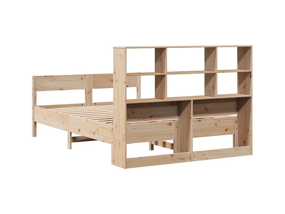 Bed met boekenkastukkenzonder matras massief grenenhout 150x200 cm