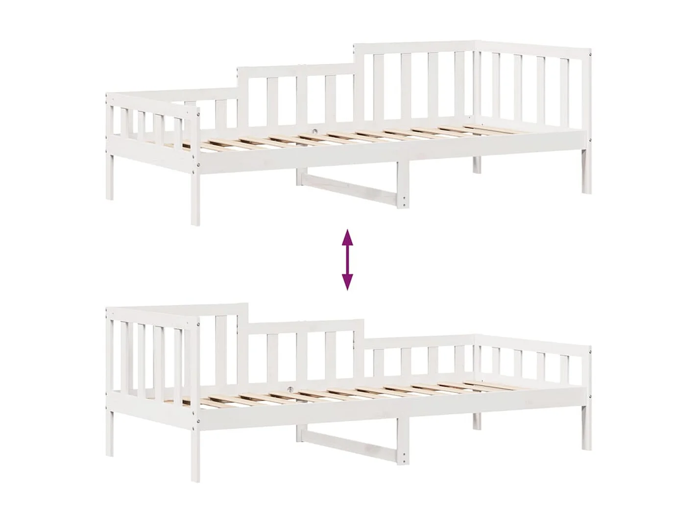 Sofá cama con cajones madera maciza de pino blanco 90x200 cm