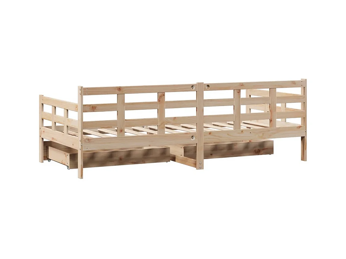 Sofá cama con cajones madera maciza de pino 80x200 cm