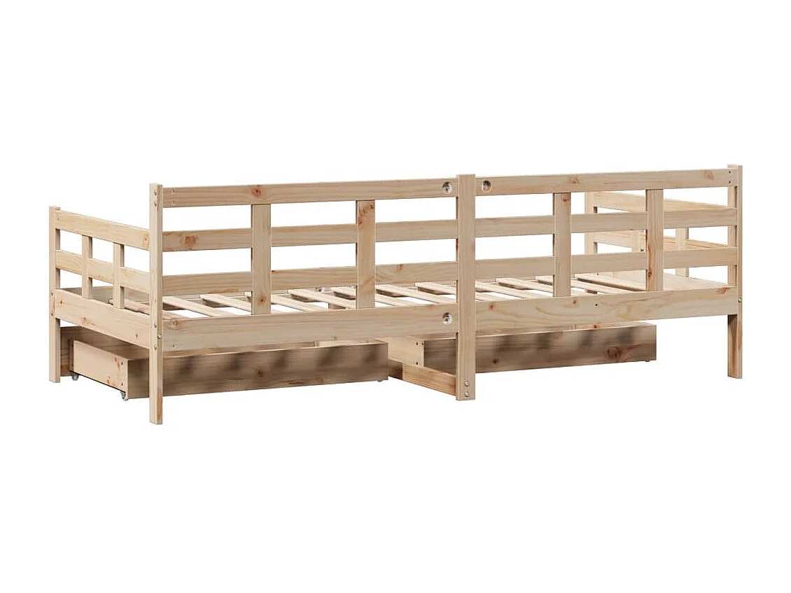 Sofá cama con cajones madera maciza de pino 80x200 cm