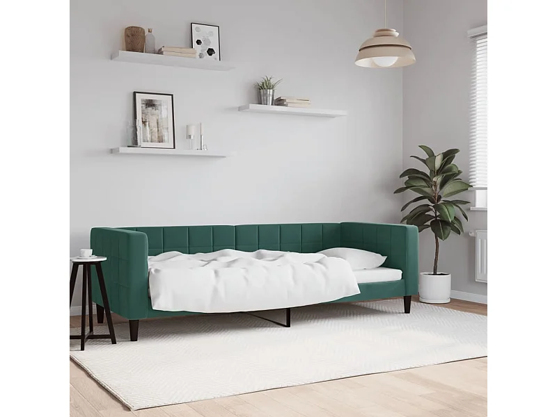 Sofá cama terciopelo verde oscuro 80x200 cm