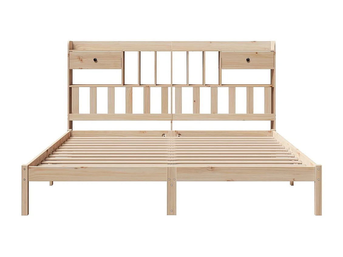 Lit bibliothèque sans matelas 200x200 cm bois massif de pin