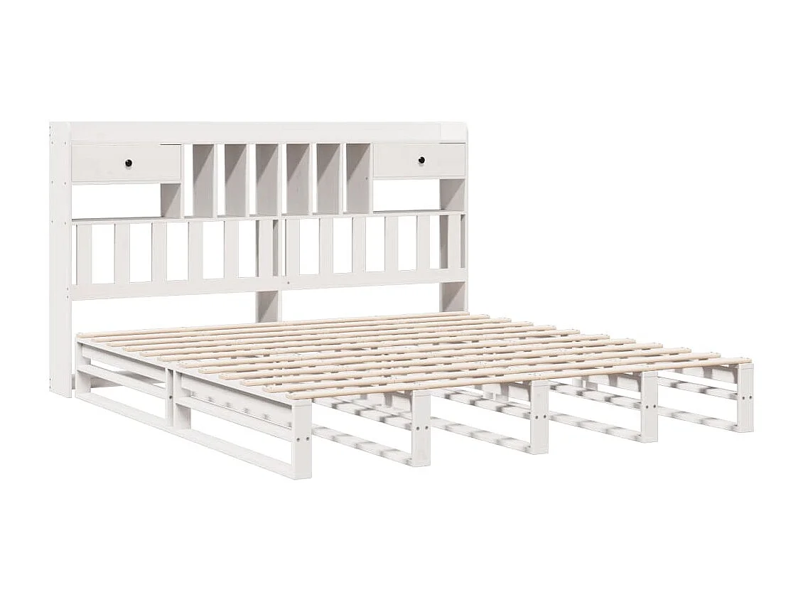 Cama com estante sem colchão 180x200 cm pinho maciço branco