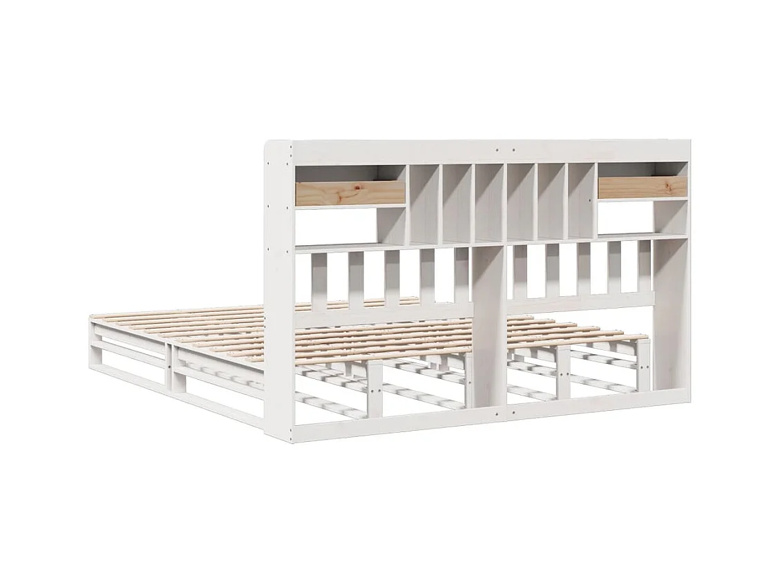 Cama com estante sem colchão 180x200 cm pinho maciço branco