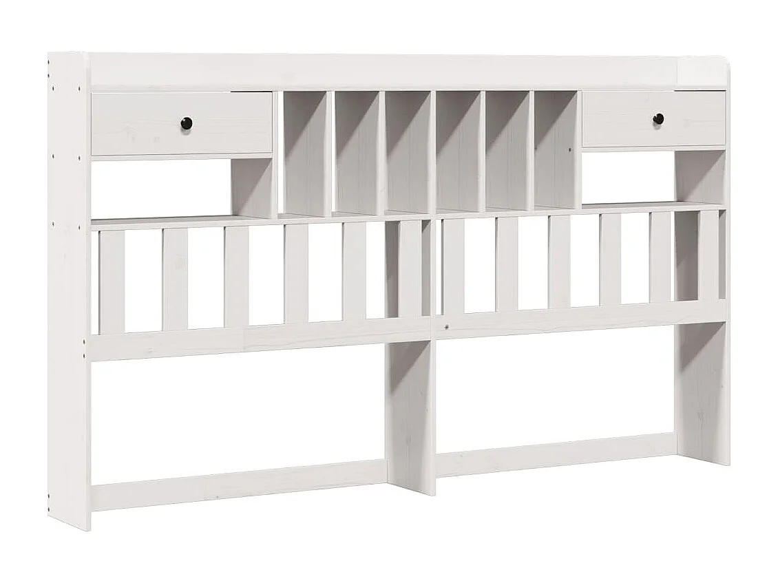 Cama con estantería sin colchón madera maciza blanca 180x200 cm