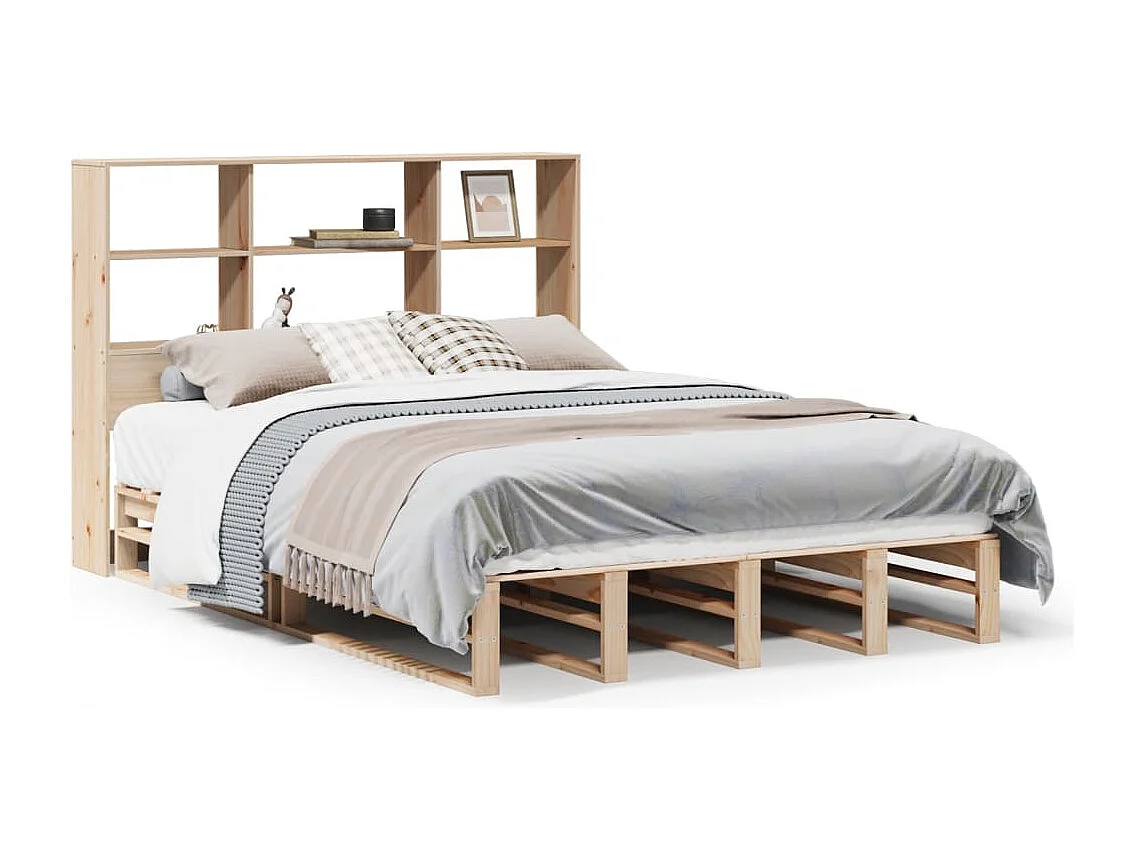 Bed met boekenkast zonder matras massief hout 140x200 cm