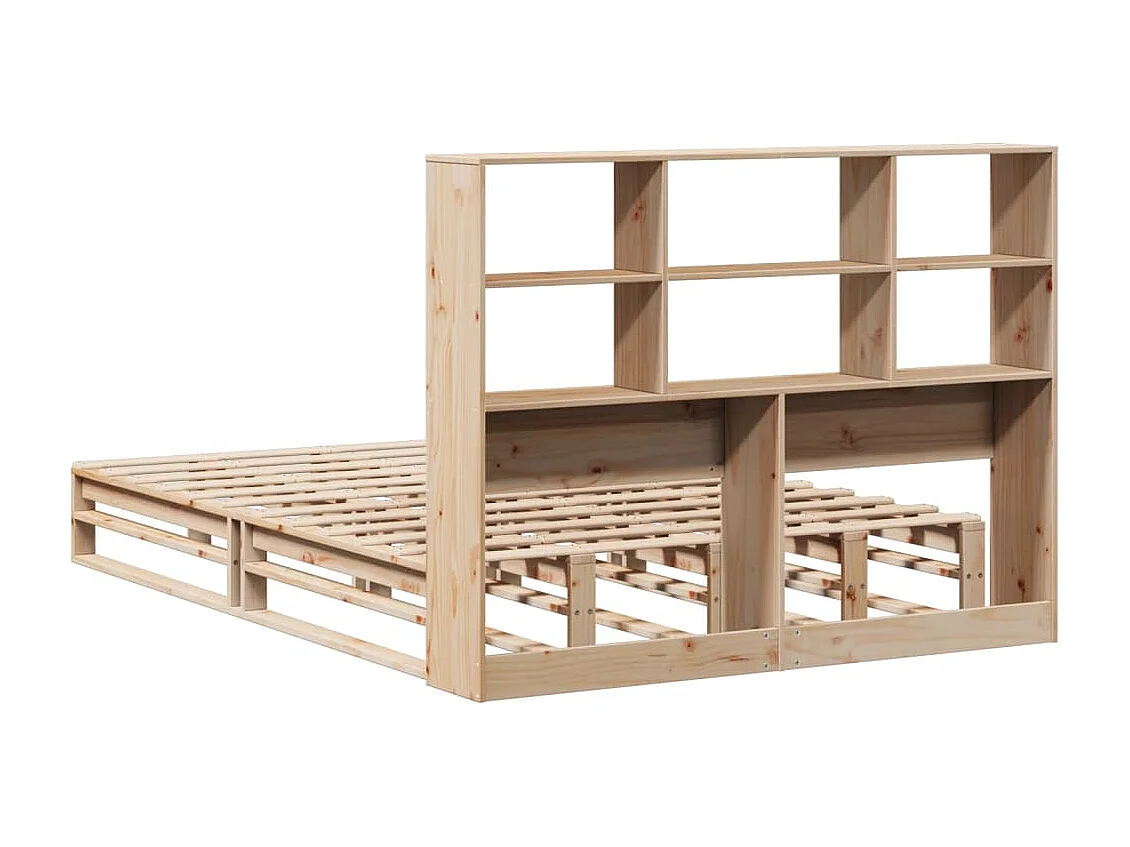 Bed met boekenkast zonder matras massief hout 140x200 cm